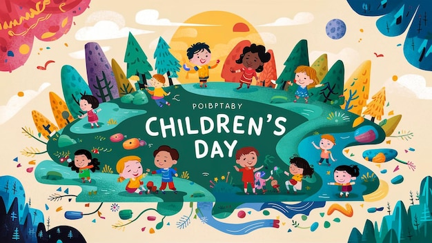 a poster for childrens days day with childrens day written on it