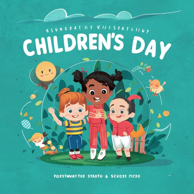 A poster for childrens days day with childrens day written on it