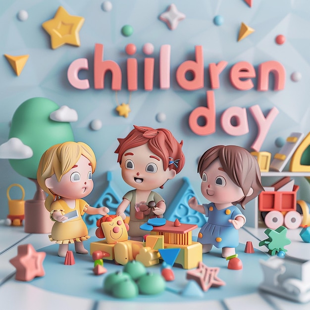 a poster of childrens toys including children playing with toys and a star