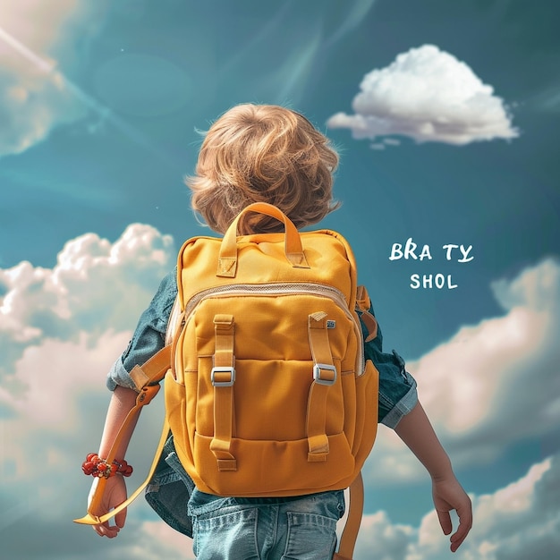 Photo a poster of a childrens with backpack