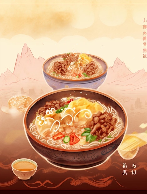 A poster for a chinese food restaurant that says'food'on it