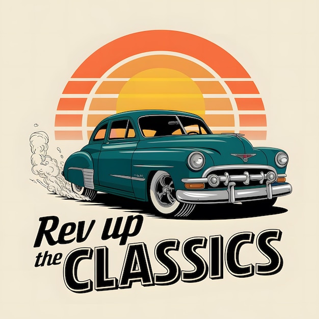 a poster for the classic vintage car with the title quot car up top