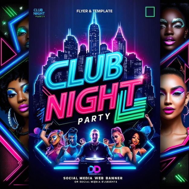 a poster for club club that is for club night party