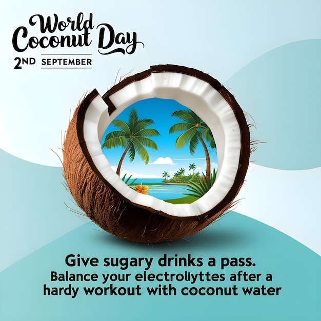 poster for coconut coconut day with coconut and coconut juice