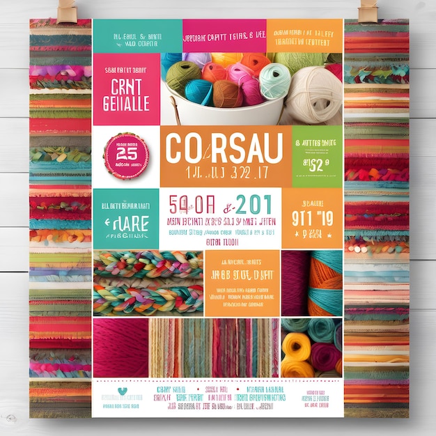 Photo a poster for the collage of colorful yarn