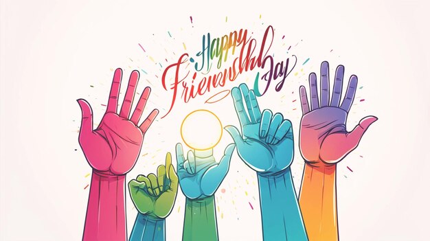 Photo a poster of colorful hands that say friendship day