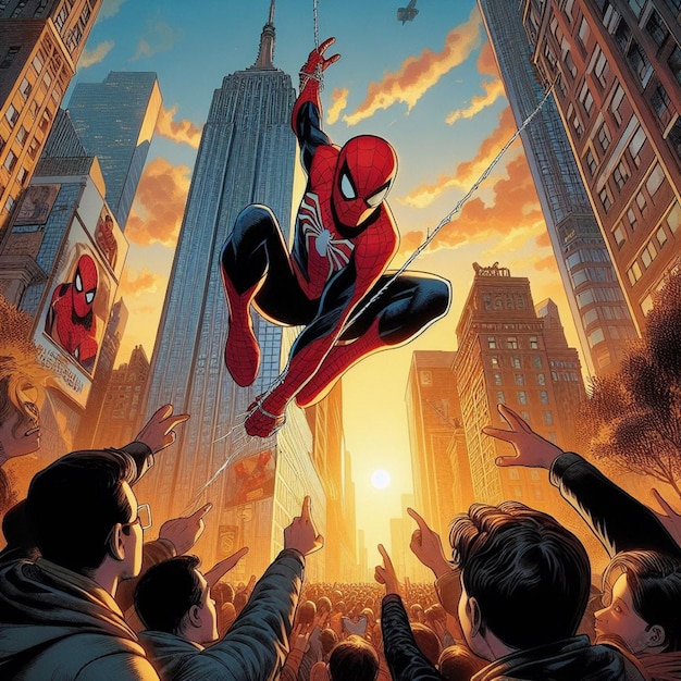 a poster for a comic book character with a spiderman on it