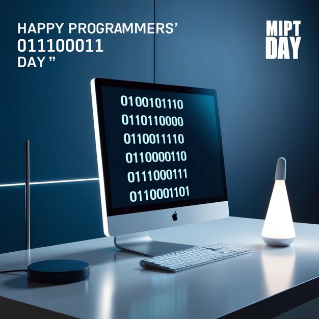 Photo a poster for a computer with a message that says happy day