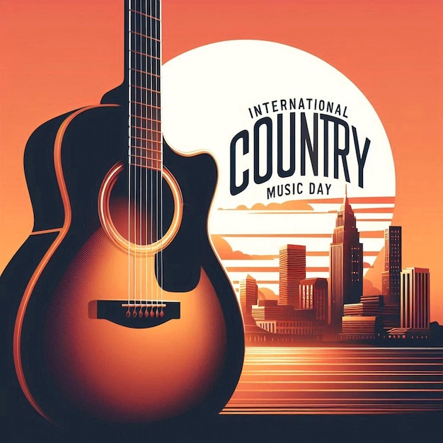 Photo a poster for a country country music festival with a sunset background