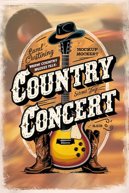 Photo a poster for country music with a guitar on it