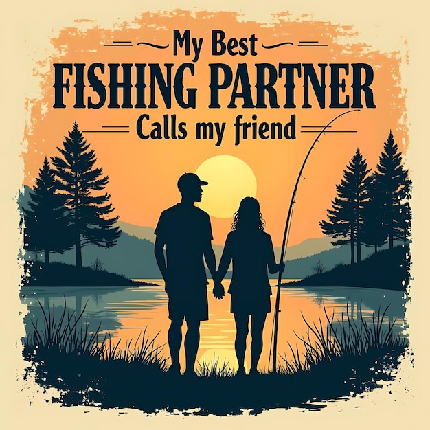 Photo a poster for a couple fishing club called best friend call call call call