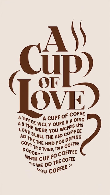 a poster for a cup of love with the words a love of love on the top