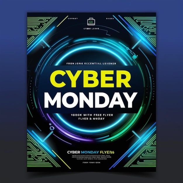 Photo a poster of cyber monday on a dark background