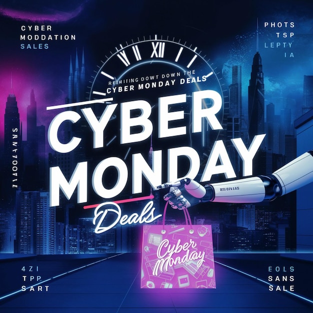 a poster for cyber monday night shows a cyber monday sale