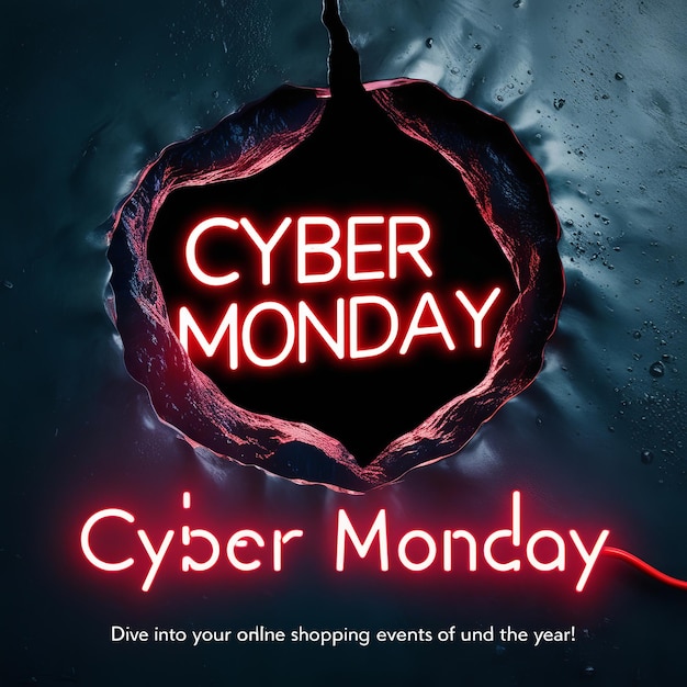 Photo a poster for cyber monday sale shows a red circle with a purple circle in the middle