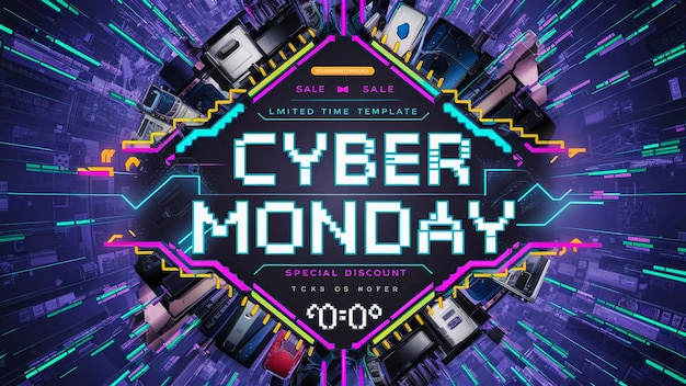 Photo a poster of a cyber monday sale sign that says cyber monday on it