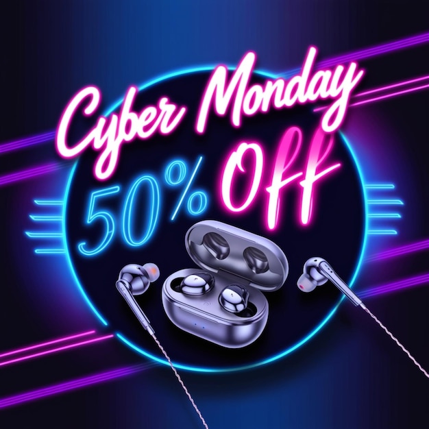 a poster of a cyber monday sale sign with a cyber monday sale sign