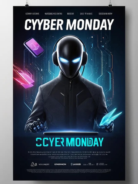 Photo a poster for cyber monday on the wall with a cyber monday sale poster