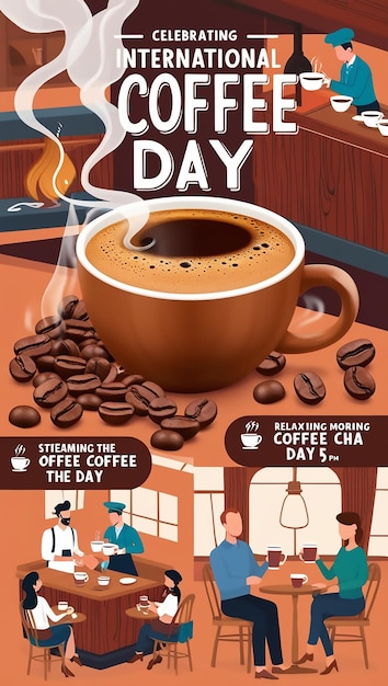 Photo poster for day day coffee with a coffee cup and a coffee mug