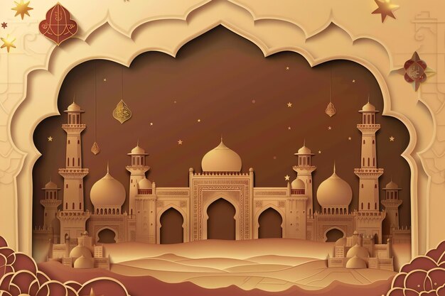 poster design illustration Arabic Eid Mubarak Background