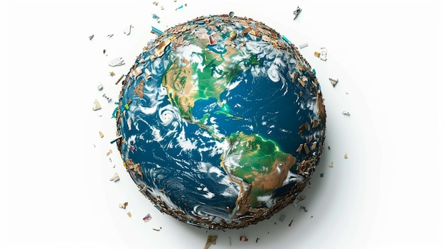 Poster design showing Waste Pollution destroying the ecosystem of Earth