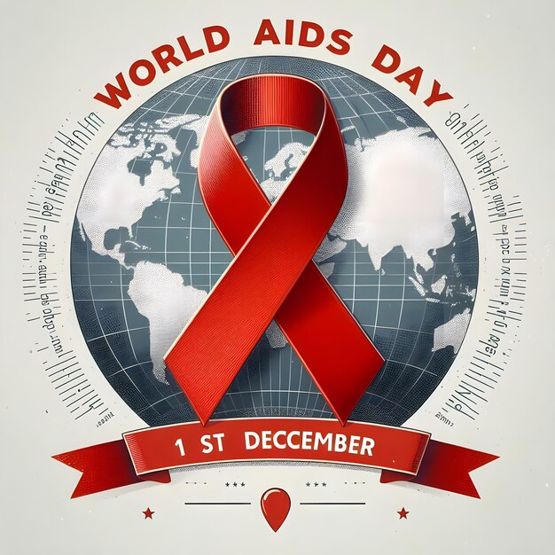 Poster design for world aids day with red ribbon