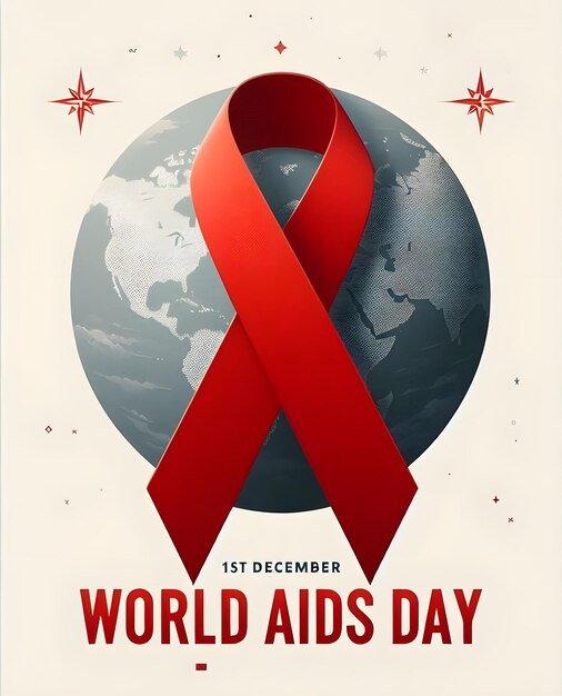 Poster design for world aids day with red ribbon