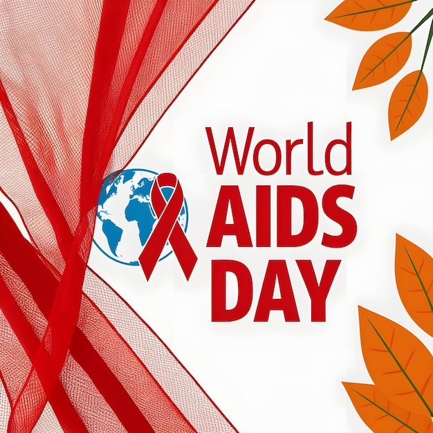 Poster design for world aids day with red ribbon