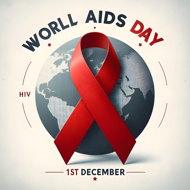 Poster design for world aids day with red ribbon