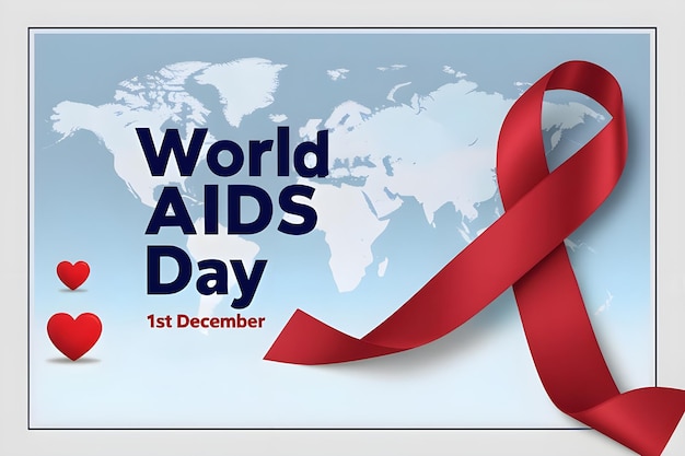 Poster design for world aids day with red ribbon