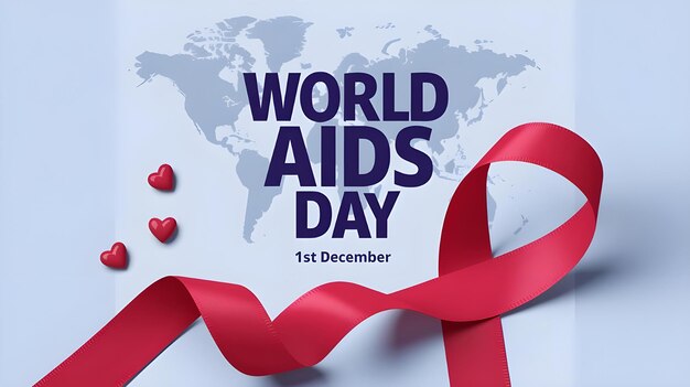 Poster design for world aids day with red ribbon