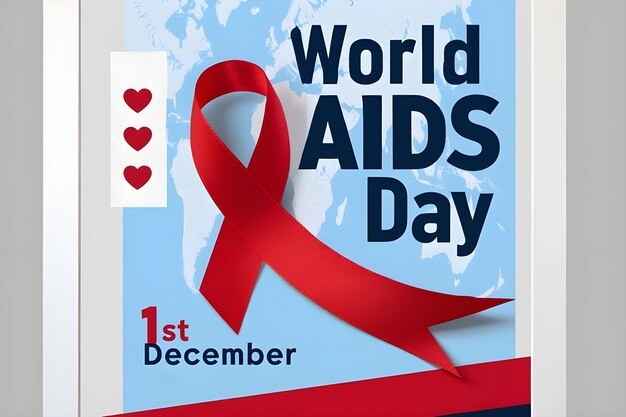 Poster design for world aids day with red ribbon