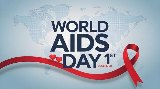 Poster design for world aids day with red ribbon