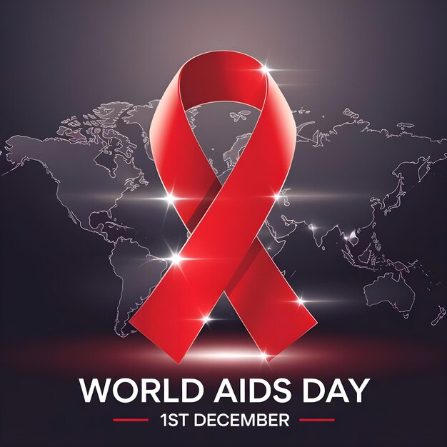 Poster design for world aids day with red ribbon