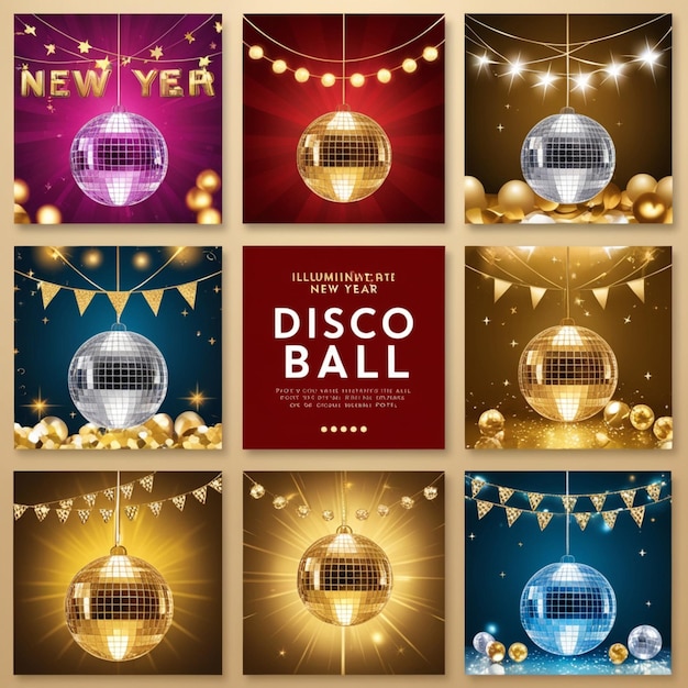 a poster for disco ball with a banner that says disco ball