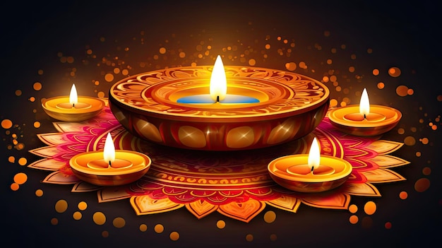 A poster for diwali with candles