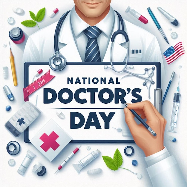 a poster for doctor day day day with a stethoscope around it