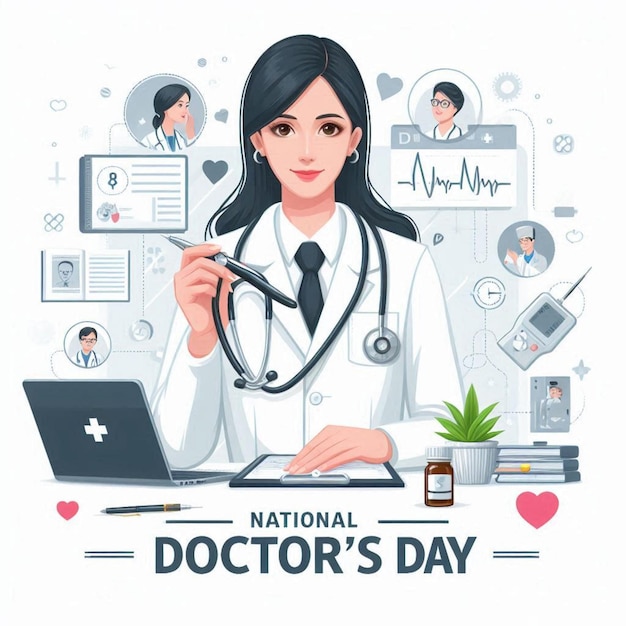 a poster for doctor day day day with a stethoscope around it