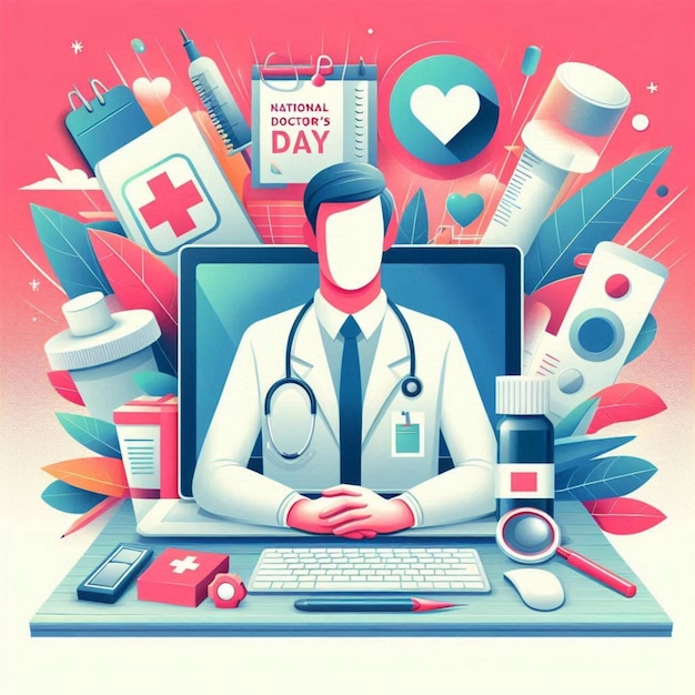 a poster for doctor day day day with a stethoscope around it