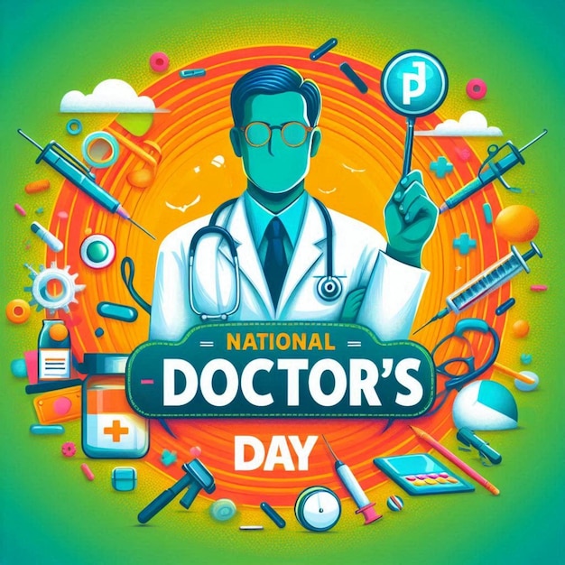 a poster for doctor day day day with a stethoscope around it