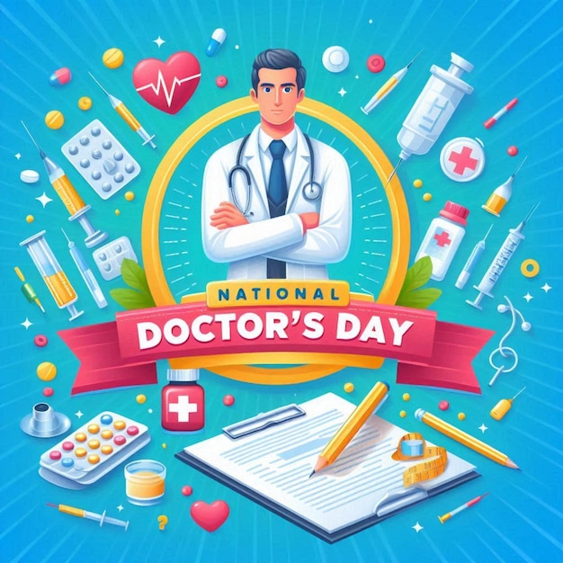 a poster for doctor day day day with a stethoscope around it