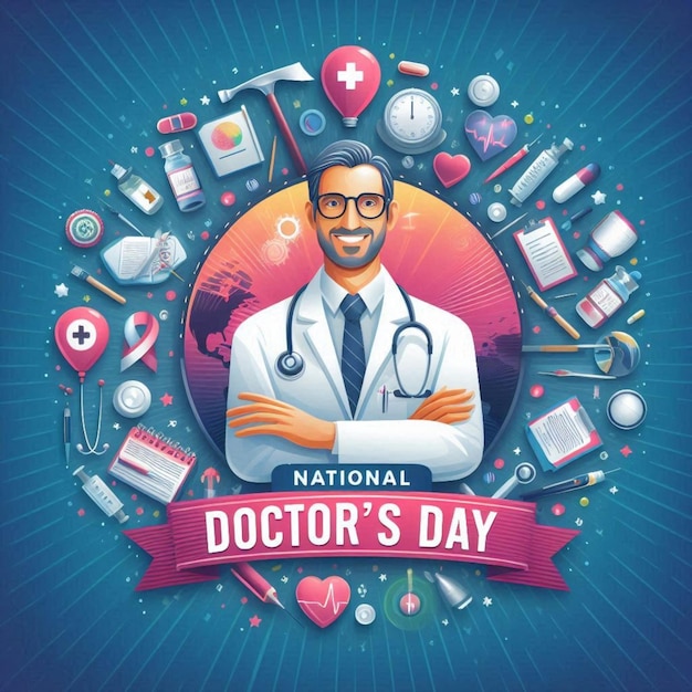 a poster for doctor day day day with a stethoscope around it