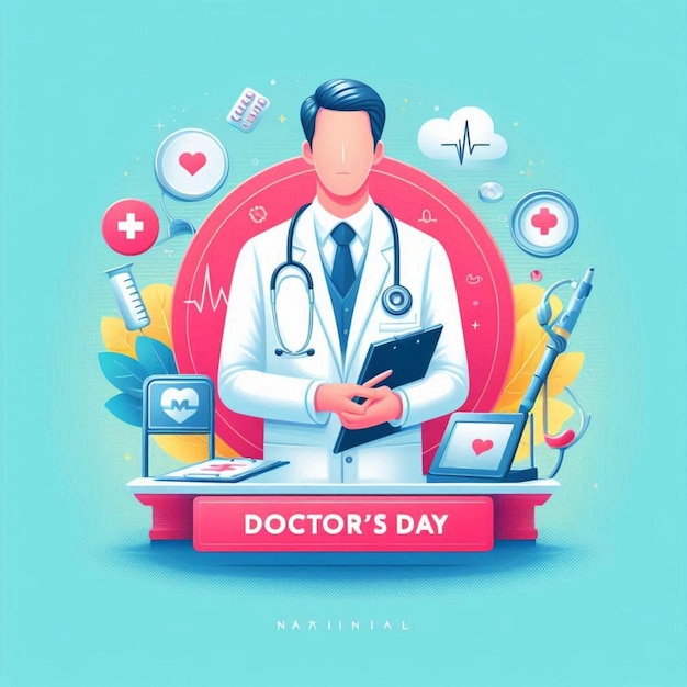 a poster for doctor day day day with a stethoscope around it