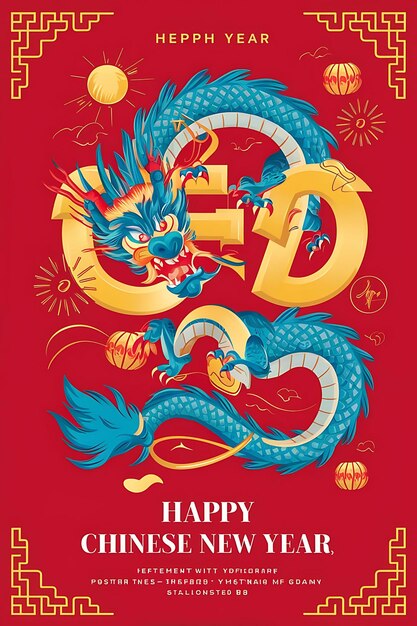 Photo a poster for a dragon with the words happy happy happy