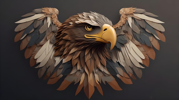 a poster of an eagle with a gold beak and a black background