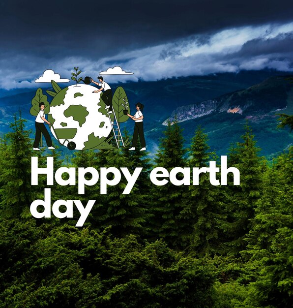 a poster for earth day with people on it