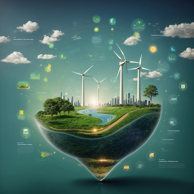 poster for earth environmentail technology and sustainable resources with renewable energy