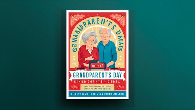 a poster for an elderly couples day on a green background