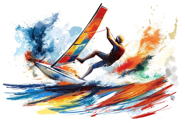 Poster of epic sailing freestyle sport in minimalist abstract multicolour illustration