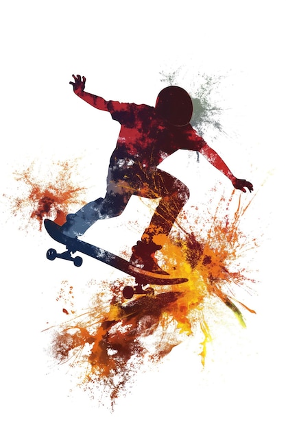 Poster of epic skateboard freestyle in minimalist abstract multicolour illustration